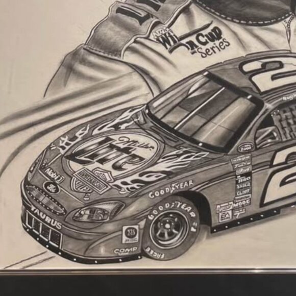 Rusty Wallace original charcoal drawing by Robert Stephen Simon 2000 (29x25) - Picture 3 of 4